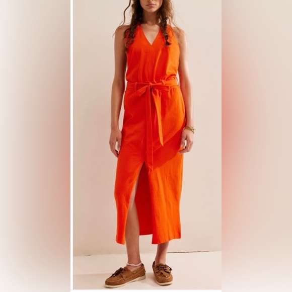 Free People Beach Vibrant Orange Sleeveless Randi Dress Size S - Picture 1 of 7